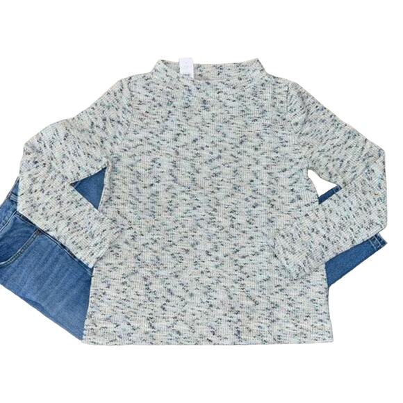 NWT LOFT Grey W/Blue Speckles Shimmer Boucle Sweater - SIZE SMALL - Picture 1 of 10